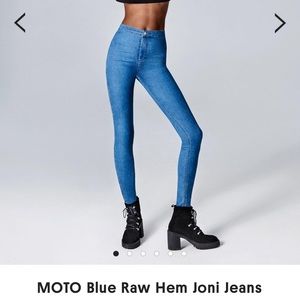 MOTO Blue Raw Hem Joni Jeans
